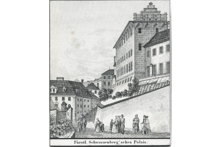 Praha Švarcenberský, VASQUEZ, litografie, 1840