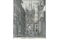 Praha Mostecká Staroměstská, litografie, 1840