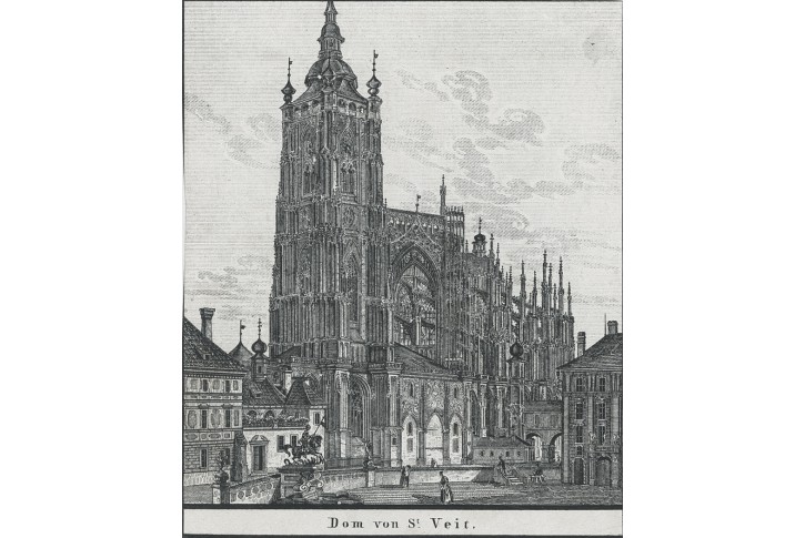 Praha Sv. Vít II., VASQUEZ, litografie, 1840