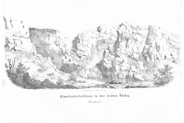 Divoká Šárka, Wenzig, litografie, 1857