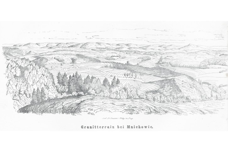 Mnichovice okolí, Wenzig, litografie, 1857