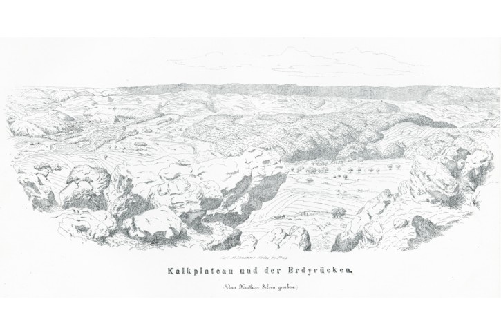 Brdy vápencová plošina, Wenzig, litografie, 1857