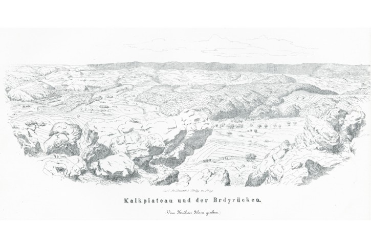 Brdy vápencová plošina, Wenzig, litografie, 1857