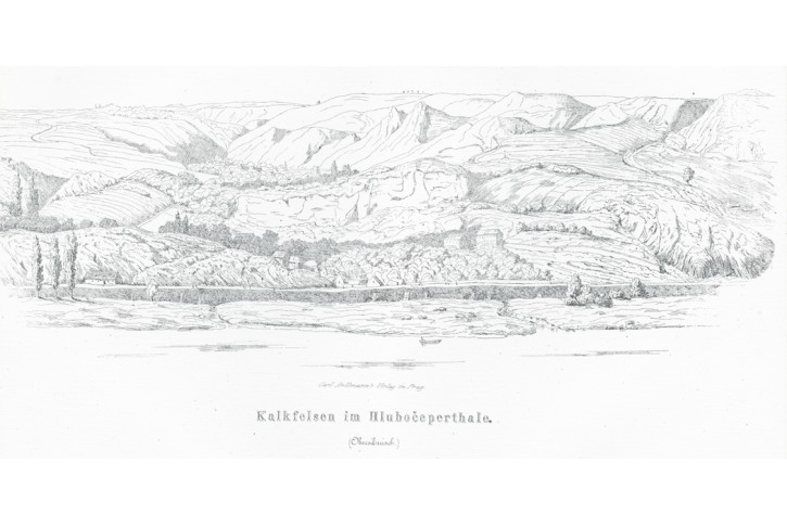 Hlubočepy údolí, Wenzig, litografie, 1857