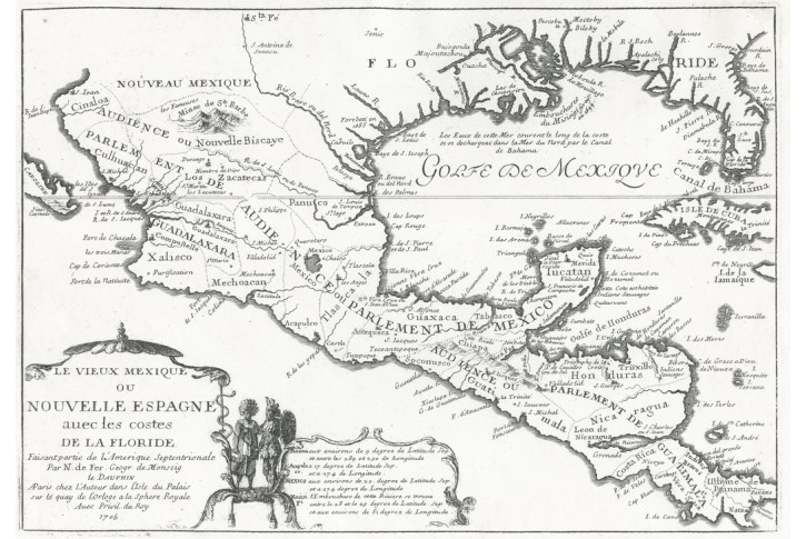 Florida Mexiko, de Fer, mědiryt, 1705