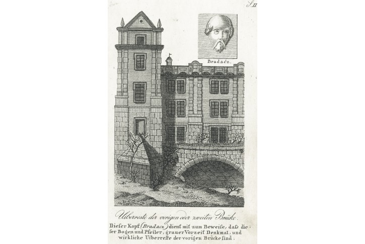 Praha Karlův most Bradáč, Selisko mědiryt, 1827