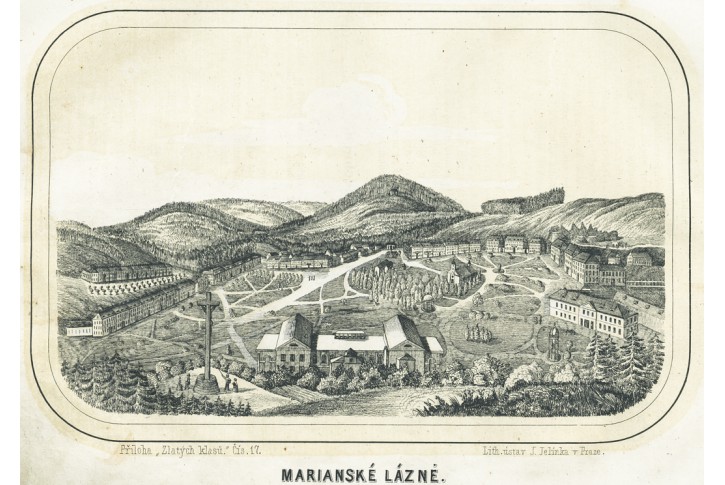 Mariánské Lázně , Zlaté klasy, litografie, 1856