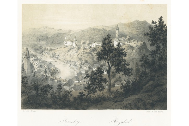 Rožmberk, Haun, litografie, 1860