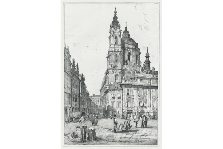 Praha Malostranské, Prout, kolor. litografie, 1833