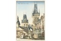 Praha Malostranska věž, kolor. litografie, 1858