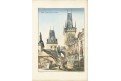 Praha Malostranska věž, kolor. litografie, 1858