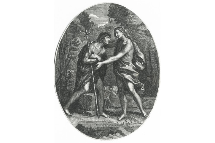 Kristus a Jan Křtitel, mědiryt, 18 stol