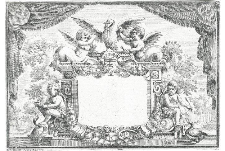 Ornament andělé Guidotti, mědiryt , (1750)