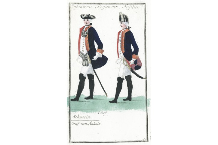 Německo uniformy 43., Schmalen, mědiryt, 1787