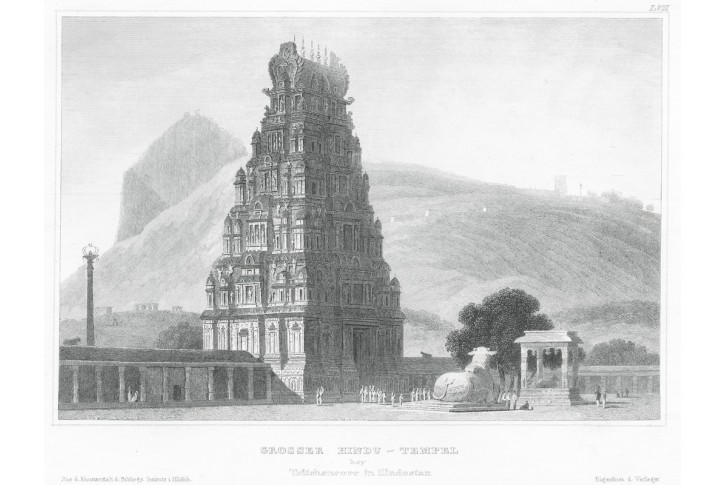 Hindu tempel Indie , Meyer, oceloryt, 1850
