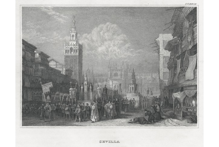 Sevilla II. , Meyer, oceloryt, 1850