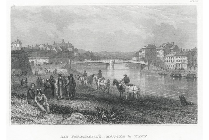 Wien Ferdinand's Brücke , Meyer, oceloryt, 1850