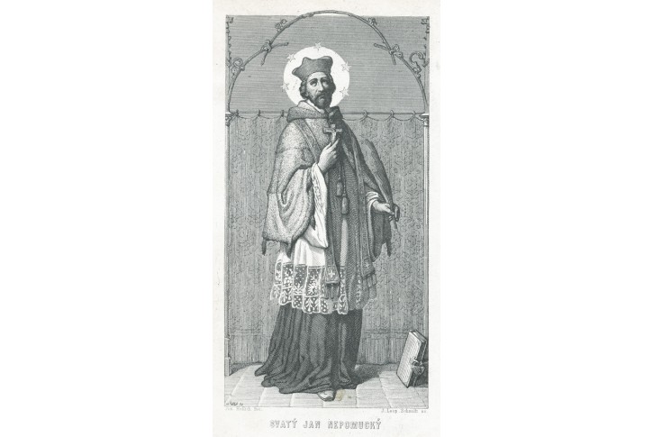 Jan Nepomucký, dle Hellicha, oceloryt, 1872