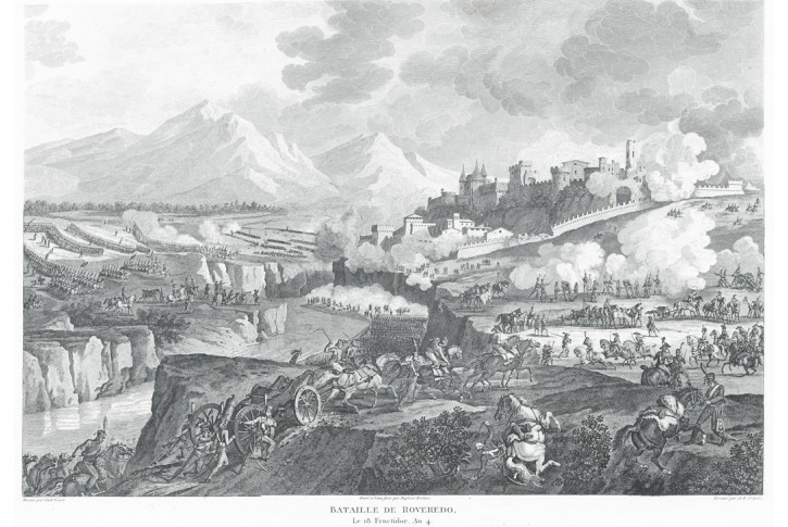 Roveredo bitva Napoleon, dle Verneta, lept, (1830)