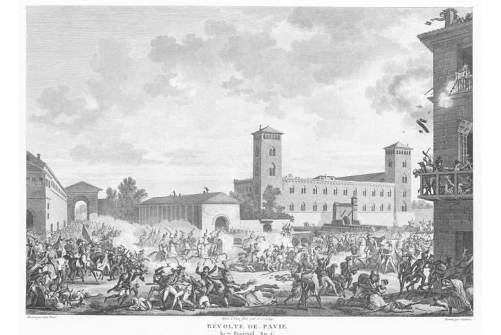 Pavie povstání, dle Verneta,  lept, 1830