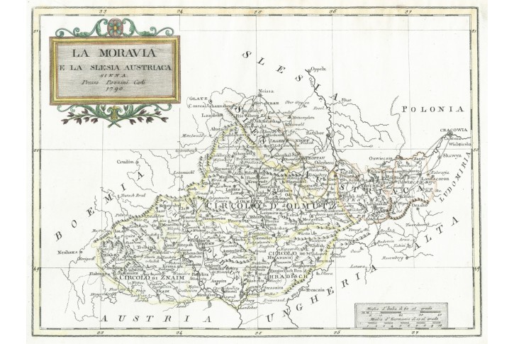 Pazzini C., Moravia, kolor. mědiryt, 1790