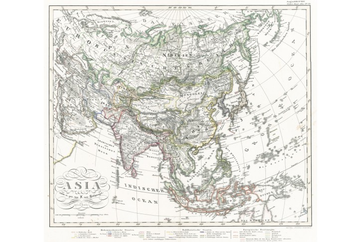 Asie, Stieler,  oceloryt, (1860)