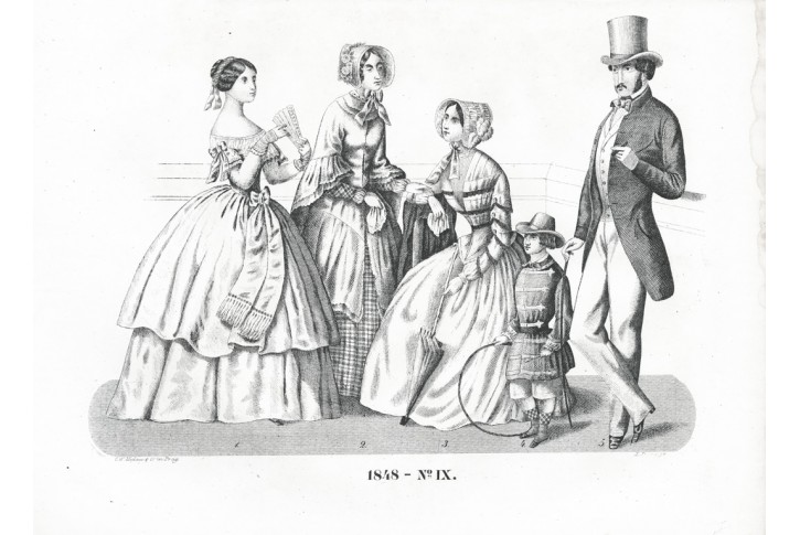 Moda IX., Medau, litografie, 1848