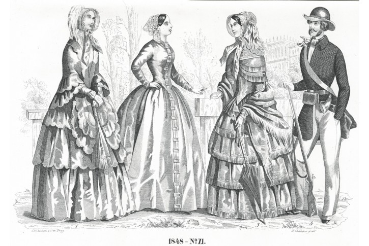 Moda XI., Medau, litografie, 1848