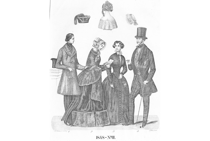 Moda II., Medau, litografie, 1848