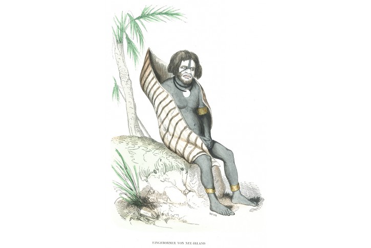 Papua Neu Guinea, Wahlen, kolor. dřevoryt, 1844