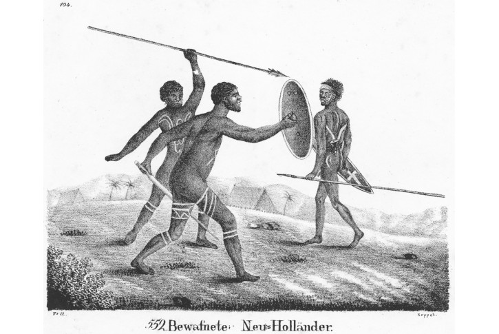 Australie bojovníci, Neue Bilder., litogr, 1837