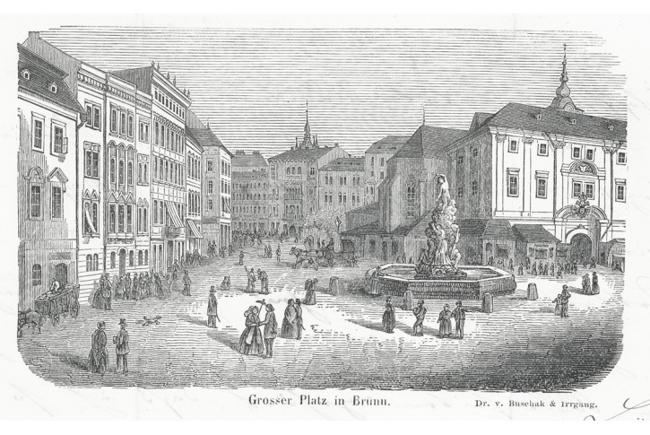 Brno náměsti, xylografie, (1859)