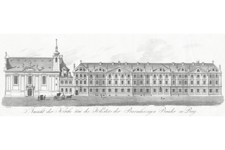 Praha Klášter milosrdných bratří, mědiryt, (1820)