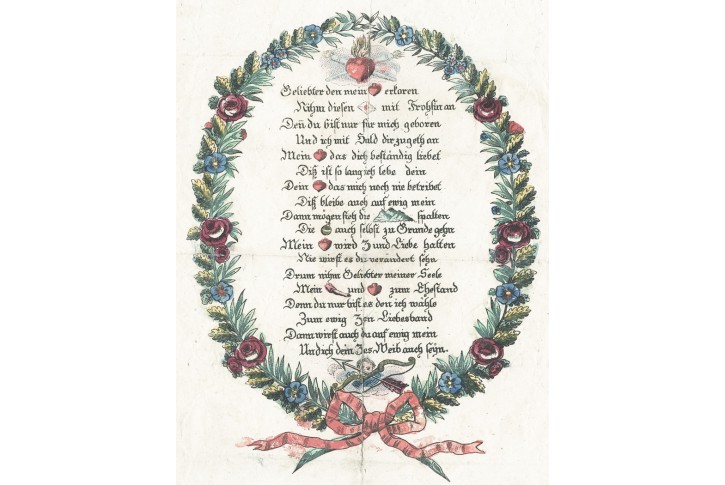 Milostný dopis předloha, kolor. litografie, (1850)