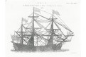 Lod plachetnice válečná, mědiryt , 1804