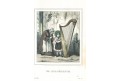 Harfa Harfenistka, kolor. litografie, (1850)