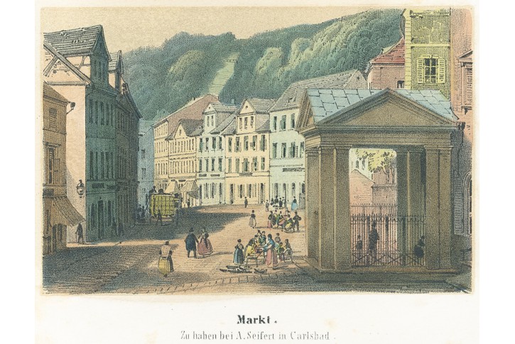 Karlovy Vary Markt, Sandmann, kolor. litogr, 1846