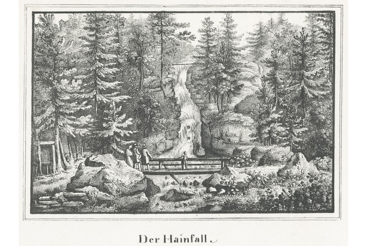 Hainfall - Podgórnej, Krkonoše, litografie, (1860)