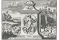 12 měsíců alegorie, 12 listů, mědiryty, 1704