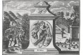 12 měsíců alegorie, 12 listů, mědiryty, 1704