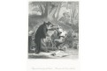 Lišák Ferina a zajíc, Payne, oceloryt, 1871