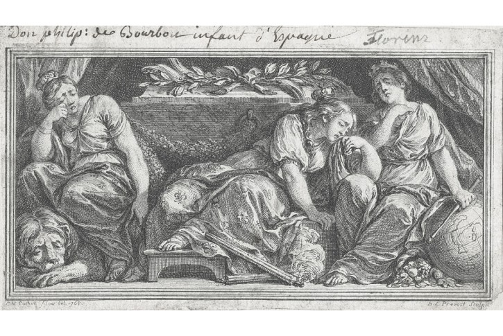 Truchlící ženy , Cochin C.N., mědiryt, 1761