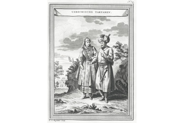 Uzbekistan Tataři, Schwabe, mědiryt, 1750