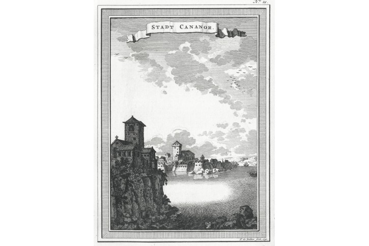 Kannur Indie , Schwabe, mědiryt, 1751