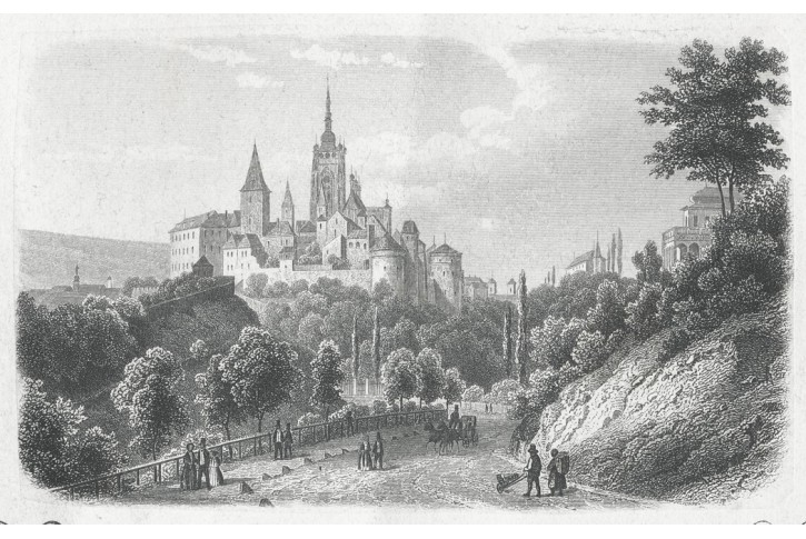 Praha Hradčany, oceloryt (1850)