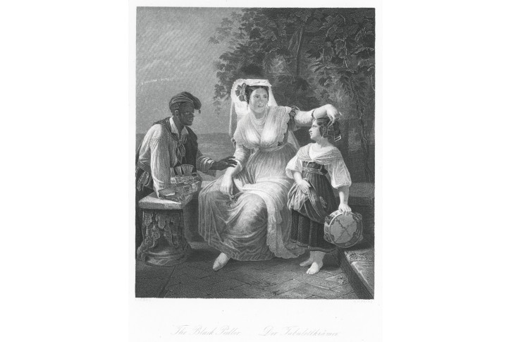 Černoch podomní obchodník, Payne, oceloryt, 1860