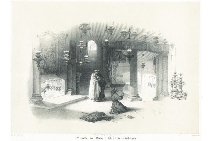 Betlém chrám narození , Roberts, litografie (1860)