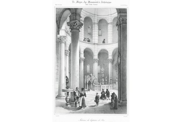 Pisa Battistero di San Giovanni, litografie, 1845