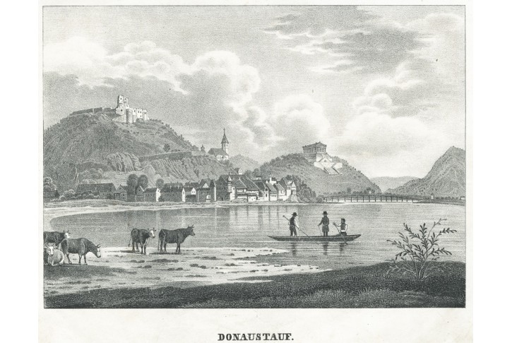 Walhalla Donaustauf, litografie, (1840)