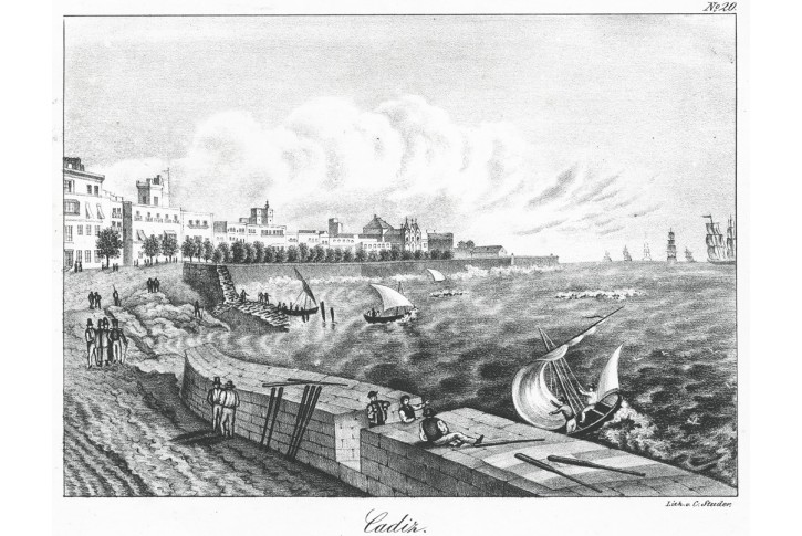 Cadiz, litografie, 1850